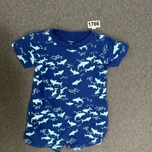 Carter's Blue Shark Print Baby Romper 18 months
